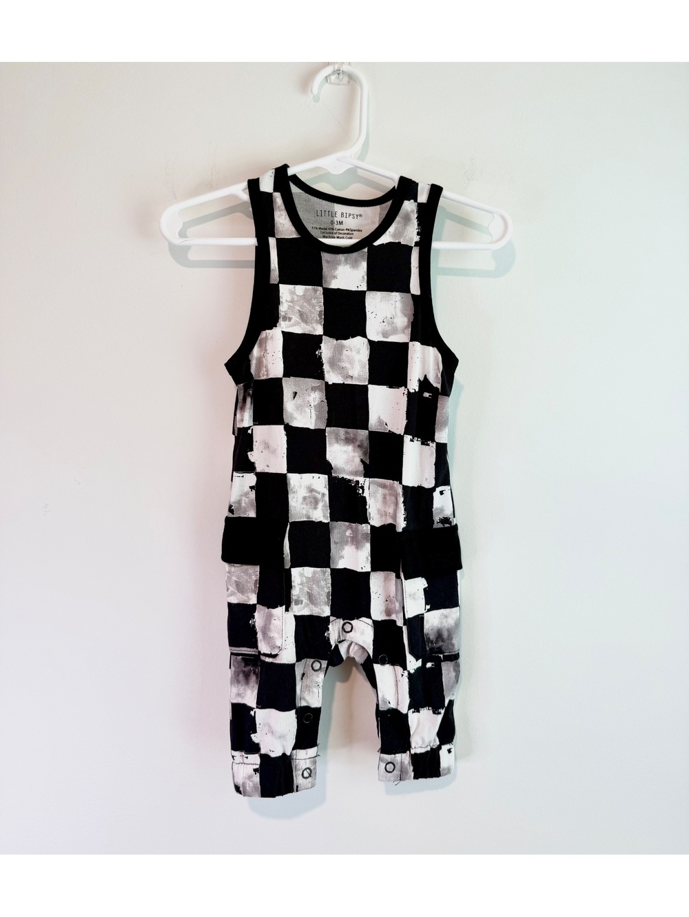 Little Bipsy Checkered Tank Romper for Baby 0-3M